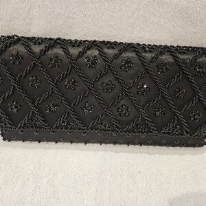 Elegant Black Beaded Clutch